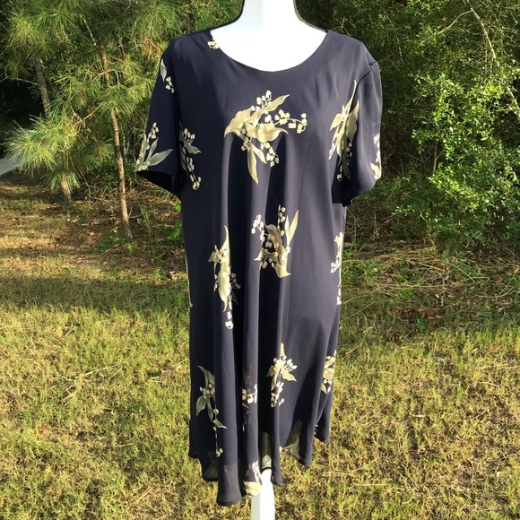 Jessica Howard Navy Floral Sheath Dress Size 22P - Picture 1 of 3